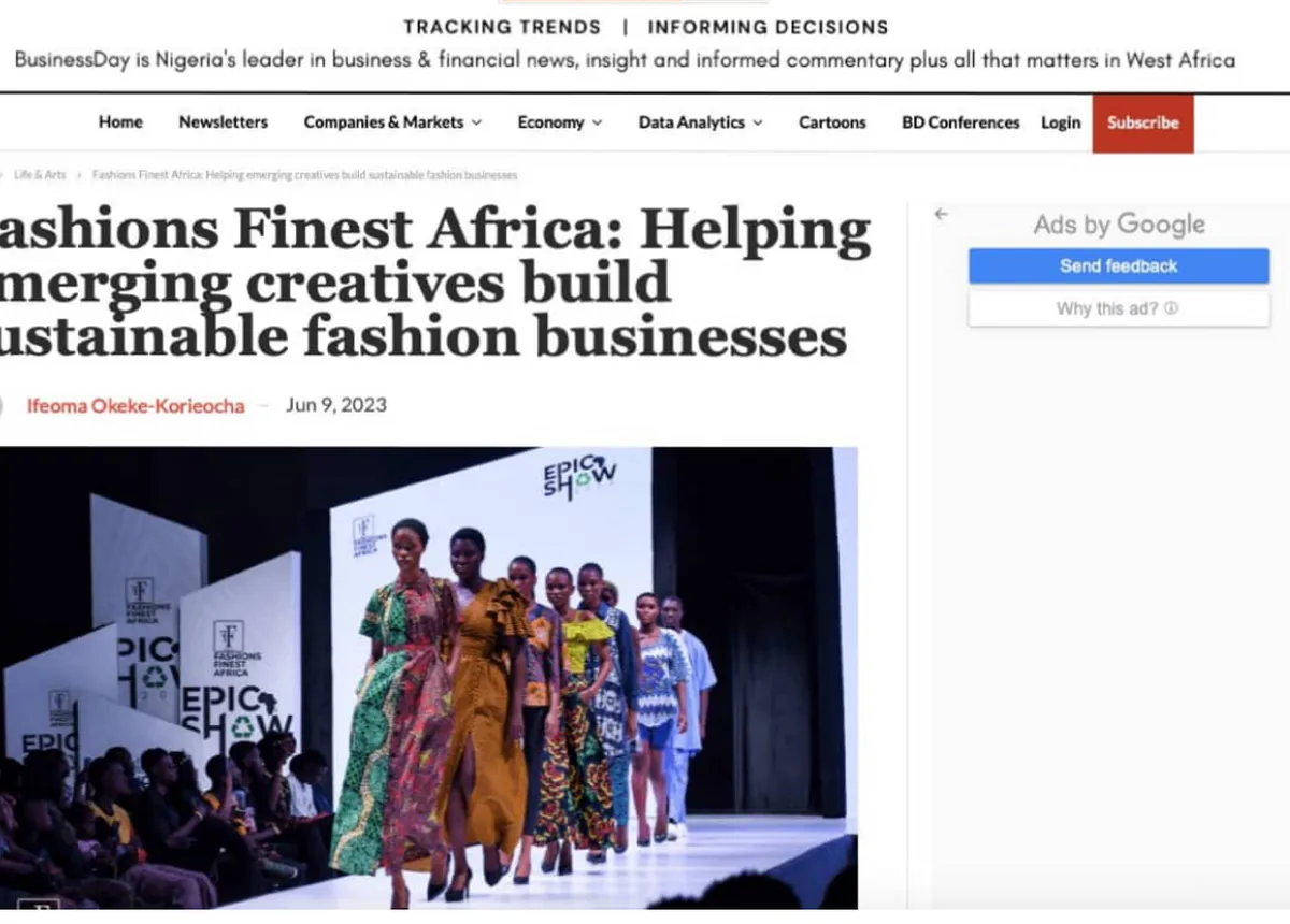 BusinessDay coverage of Fashions Finest Africa 2023