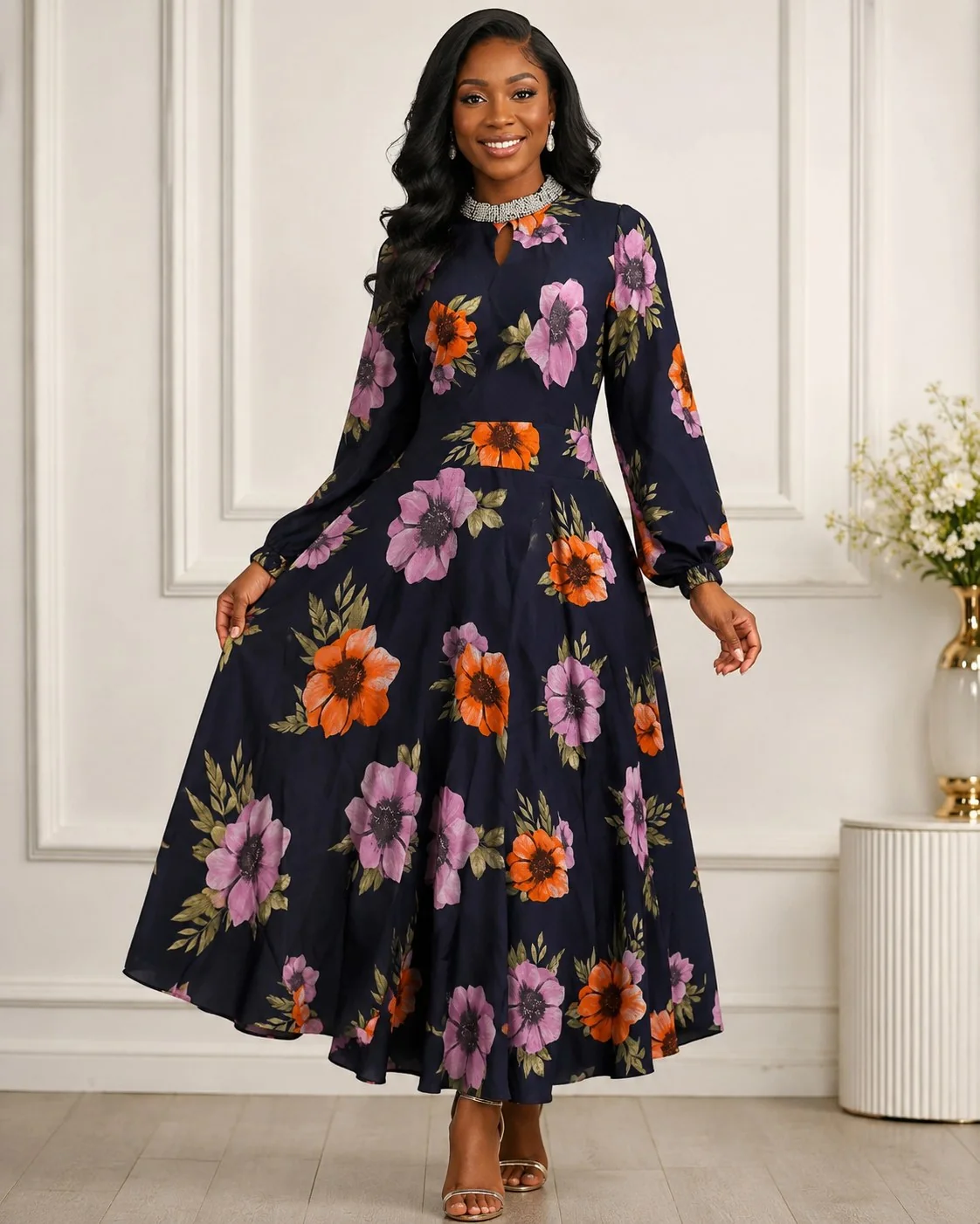 Midnight Bloom Maxi Dress by Da Estol Creative