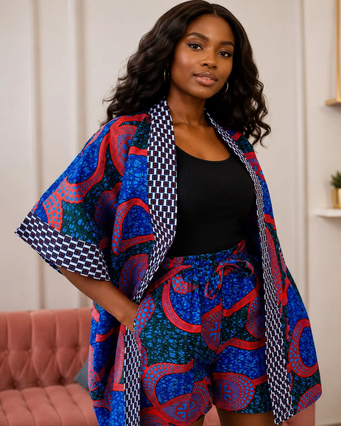 Royal Mosaic Kimono Shorts Set by Da Estol Creative