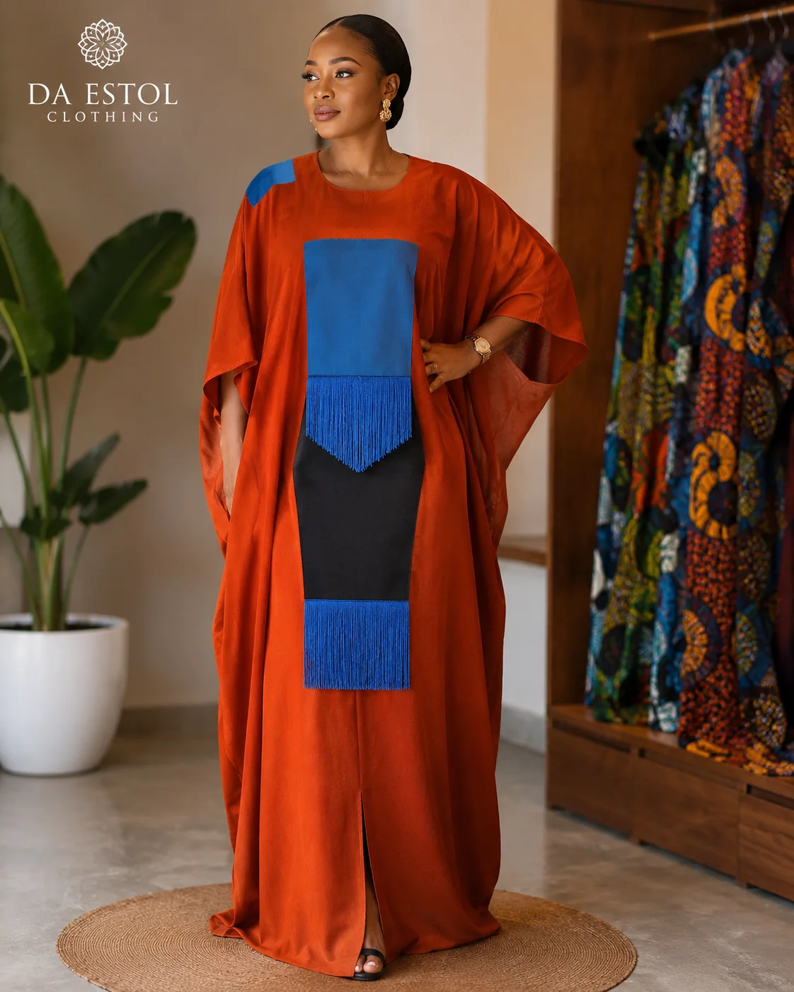 Rust Fringe Statement Boubou by Da Estol Creative