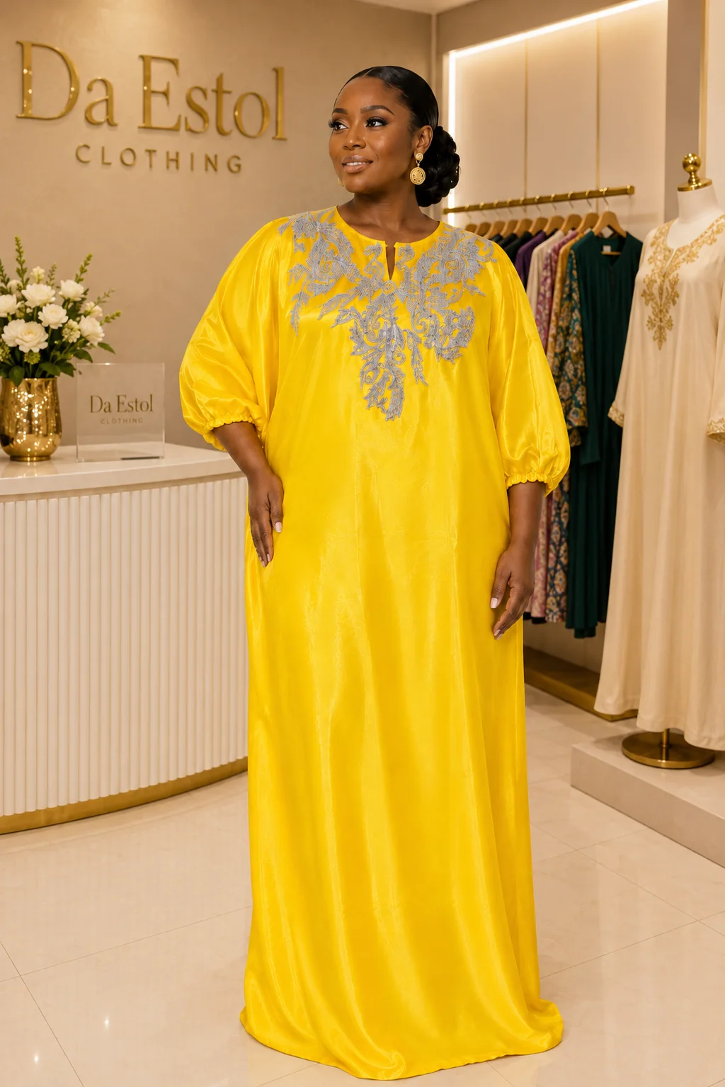 Sunlit Silver Beaded Boubou by Da Estol Creative